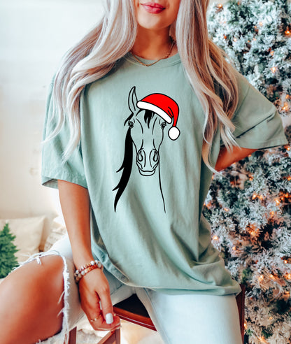 Christmas Horse Comfort Colors Tshirt, Funny Christmas Animal Tee