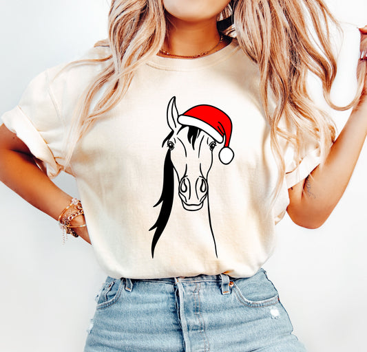Christmas Horse Comfort Colors Tshirt, Funny Christmas Animal Tee