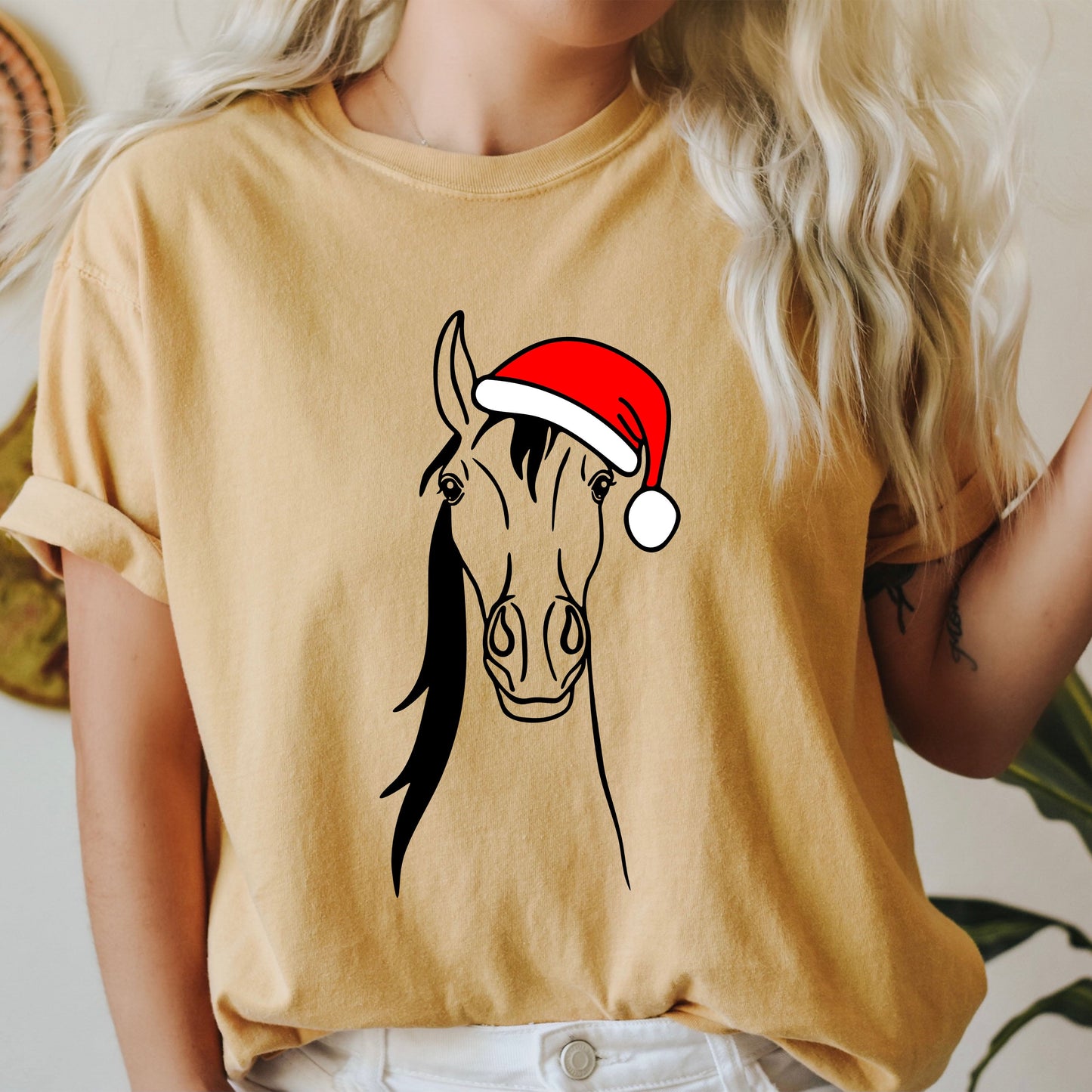 Christmas Horse Comfort Colors Tshirt, Funny Christmas Animal Tee