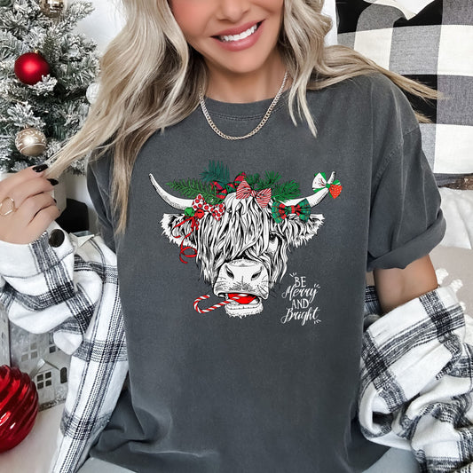 Christmas Cow Comfort Colors Tee, Vintage Classic Christmas Tshirt