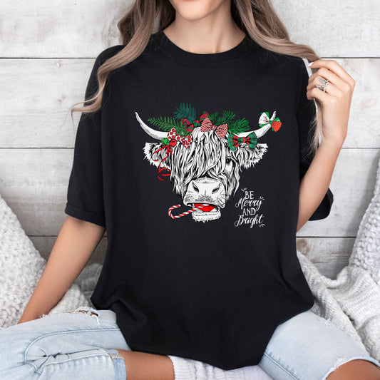 Christmas Cow Comfort Colors Tee, Vintage Classic Christmas Tshirt