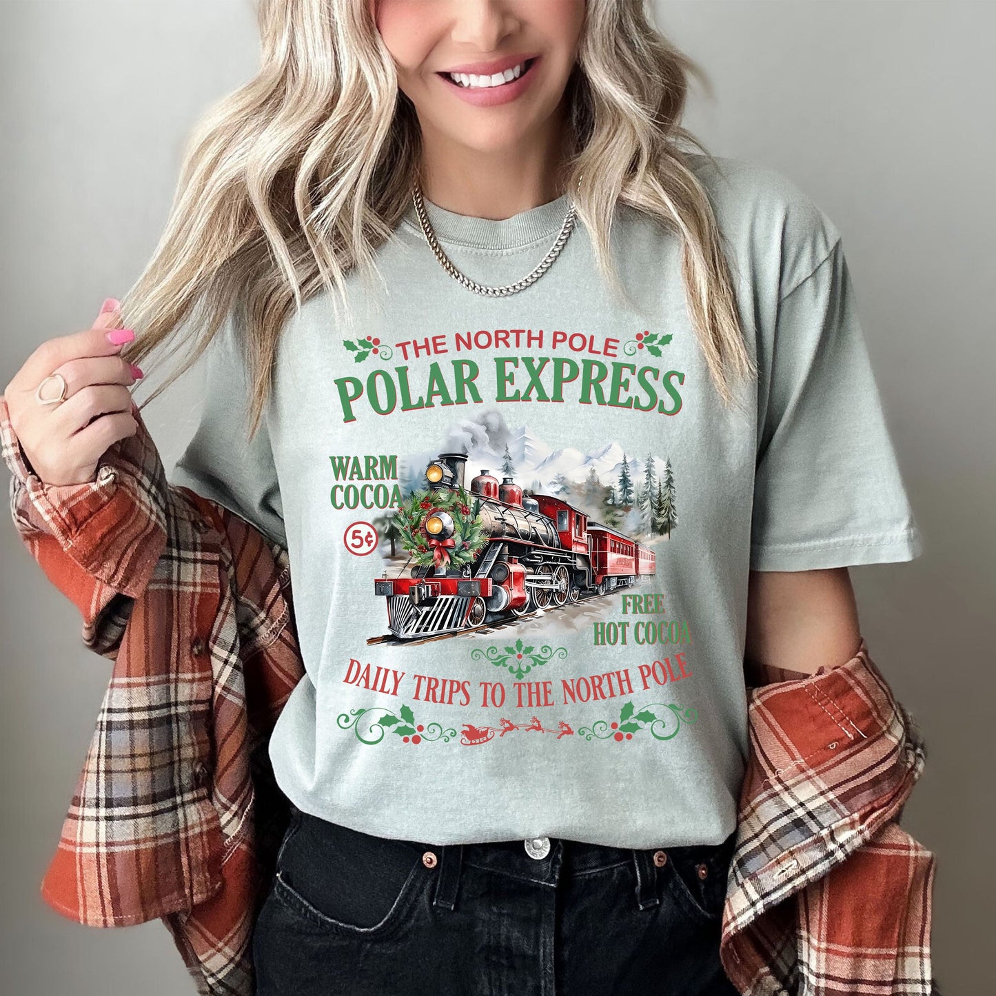 The North Pole Polar Express Comfort Colors Tee, Retro Classic Christmas Tshirt