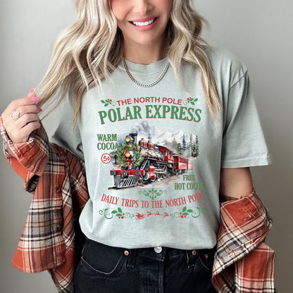 The North Pole Polar Express Comfort Colors Tee, Retro Classic Christmas Tshirt