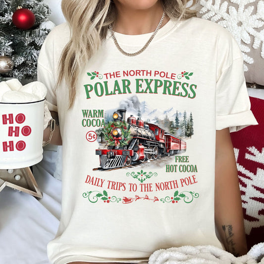 The North Pole Polar Express Comfort Colors Tee, Retro Classic Christmas Tshirt