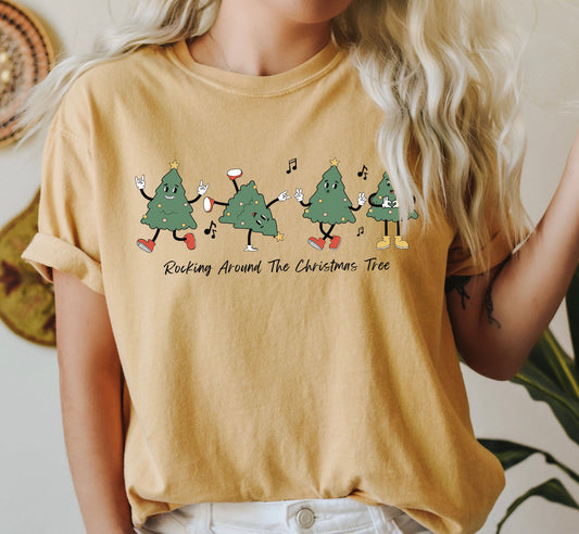 Rocking Around The Christmas Tree Comfort Colors Tee, Vintage Classic Christmas Tshirt