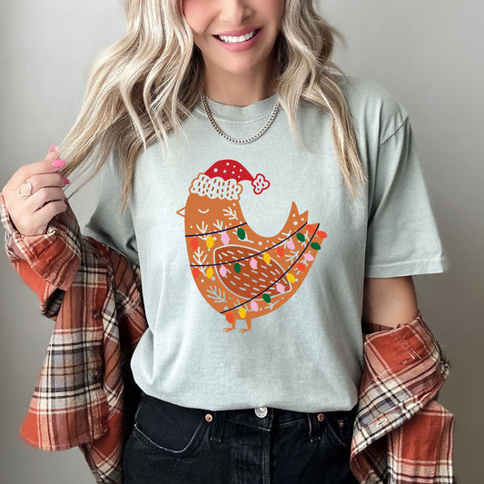 Christmas Chicken Retro Comfort Colors Tee, Vintage Classic Christmas Tshirt