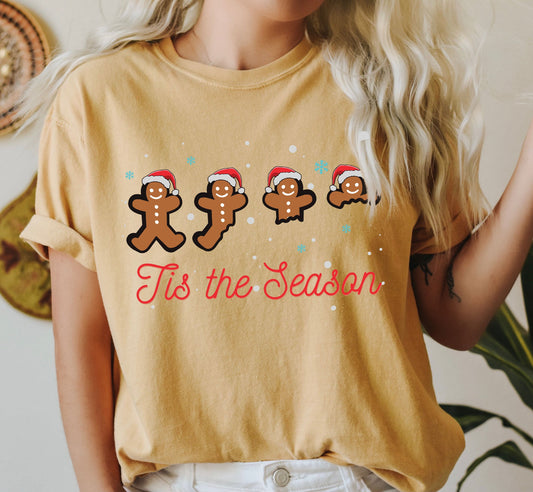 Tis The Season Retro Gingerbread Comfort Colors Tee, Vintage Classic Christmas Tshirt