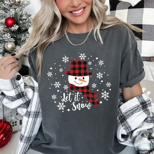 Let It Snow Santa & Snowflakes Retro Comfort Colors Tee, Vintage Classic Christmas Tshirt