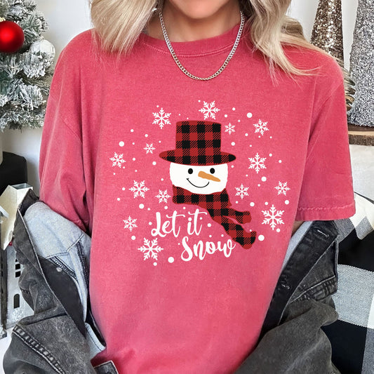 Let It Snow Santa & Snowflakes Retro Comfort Colors Tee, Vintage Classic Christmas Tshirt