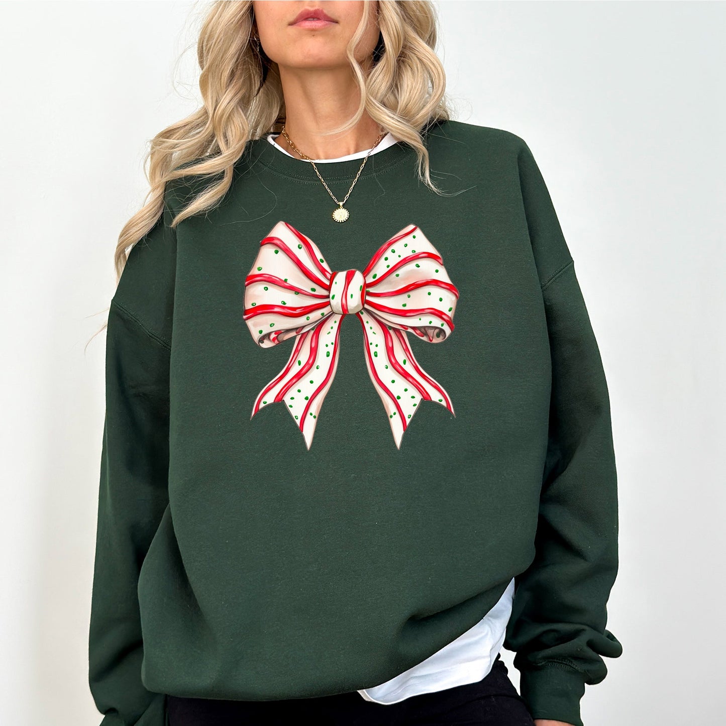 Christmas Cake Bow, Ribbon, Coquette, Cute, Winter, Santa, Snow Sweatshirt