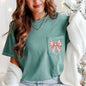 Christmas Cake, Ribbon, Bow, Pocket Tee Comfort Colors T-Shirt
