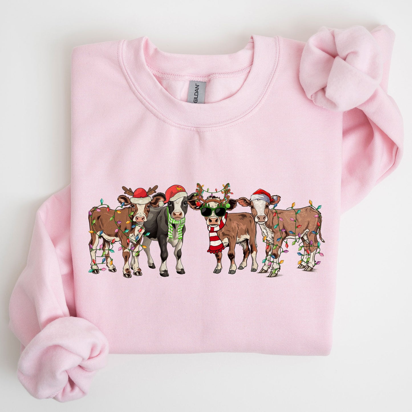 Christmas Calves, Cow Lovers, Santa, Farm Life, Winter, Snow, Xmas Sweatshirt
