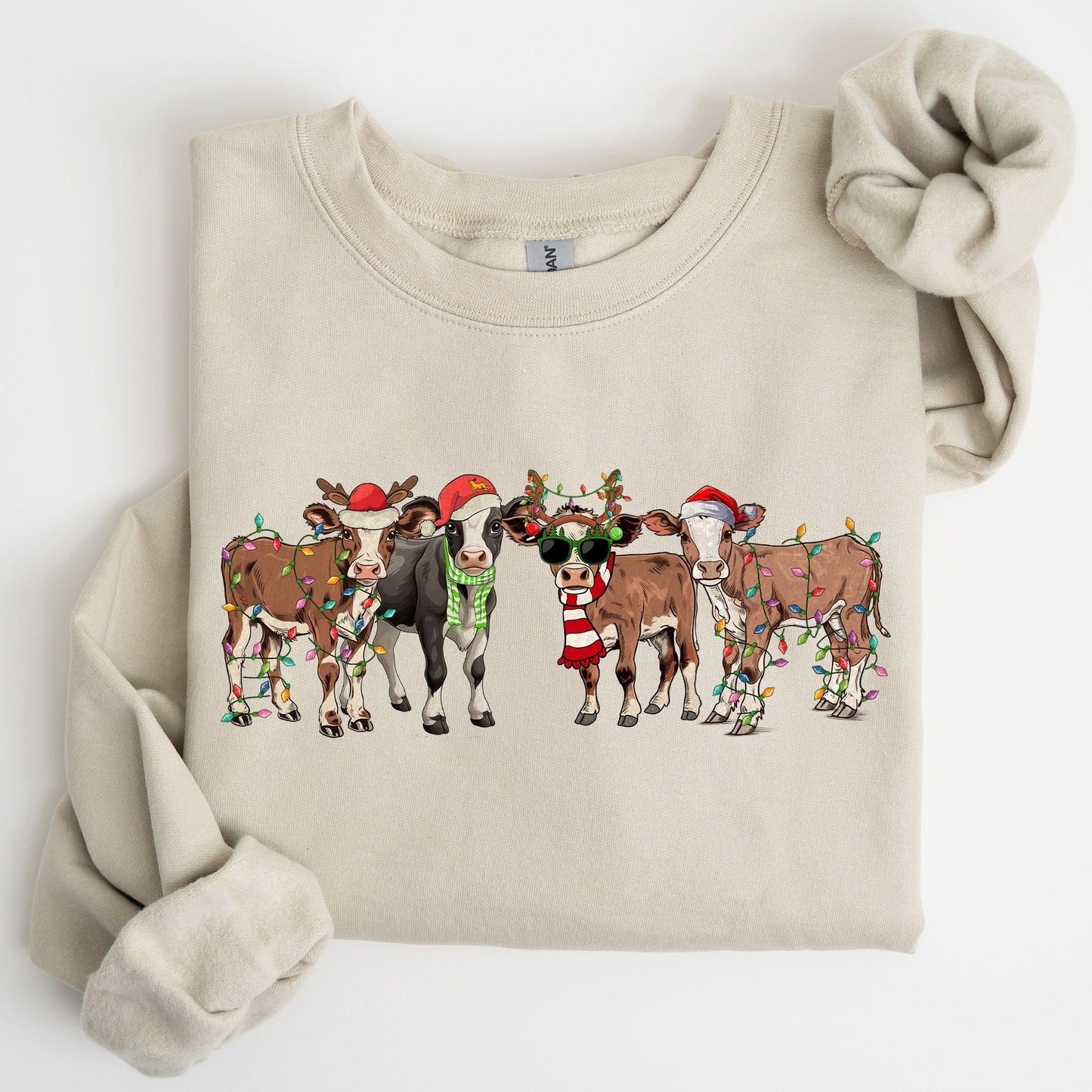 Christmas Calves, Cow Lovers, Santa, Farm Life, Winter, Snow, Xmas Sweatshirt