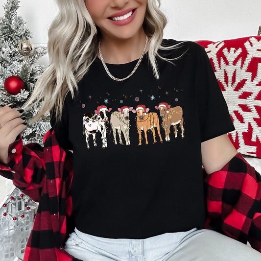 Christmas Calves, Holstein, Cow Lovers, Santa, Farm Life Super Soft Tees