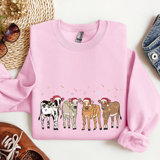 Christmas Calves, Holstein, Cow Lovers, Santa, Farm Life Sweatshirt