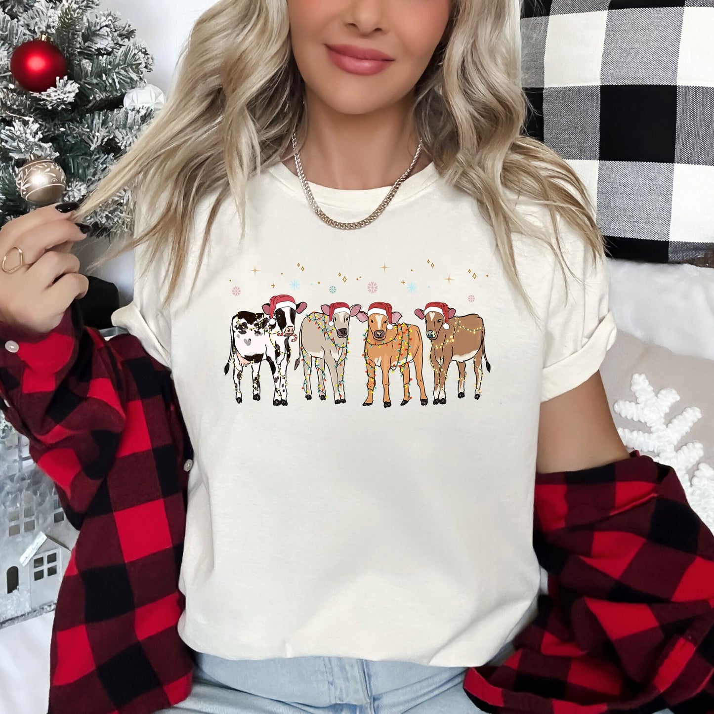 Christmas Calves, Holstein, Cow Lovers, Santa, Farm Life Super Soft Tees