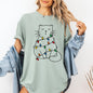 Christmas Cat, Lights, Cute, Cat Lover, Feline, Santa, Gift Tshirt Comfort Colors T-Shirt