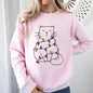 Christmas Cat, Lights, Cute, Cat Lover, Feline, Santa, Gift Sweatshirt