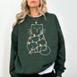 Christmas Cat, Lights, Cute, Cat Lover, Feline, Santa, Gift Sweatshirt