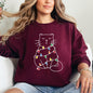 Christmas Cat, Lights, Cute, Cat Lover, Feline, Santa, Gift Sweatshirt