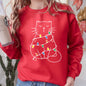 Christmas Cat, Lights, Cute, Cat Lover, Feline, Santa, Gift Sweatshirt