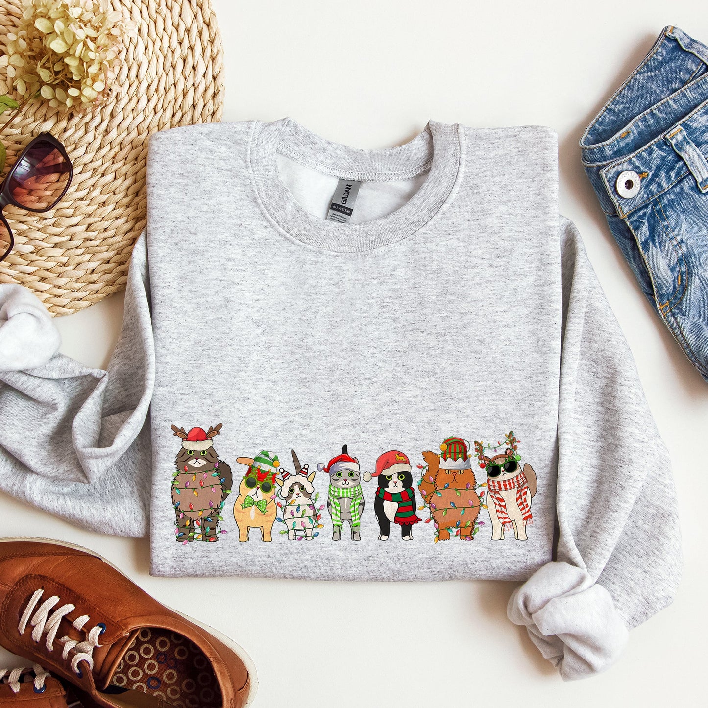 Christmas Cats, Cat Lovers, Santa, Pet Sweatshirt