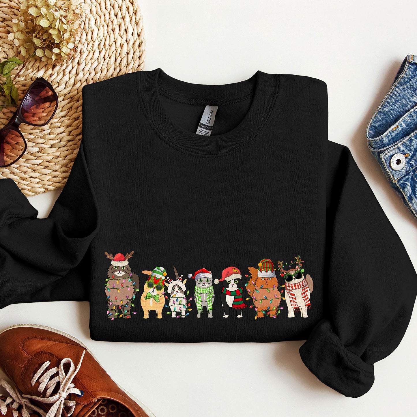Christmas Cats, Cat Lovers, Santa, Pet Sweatshirt