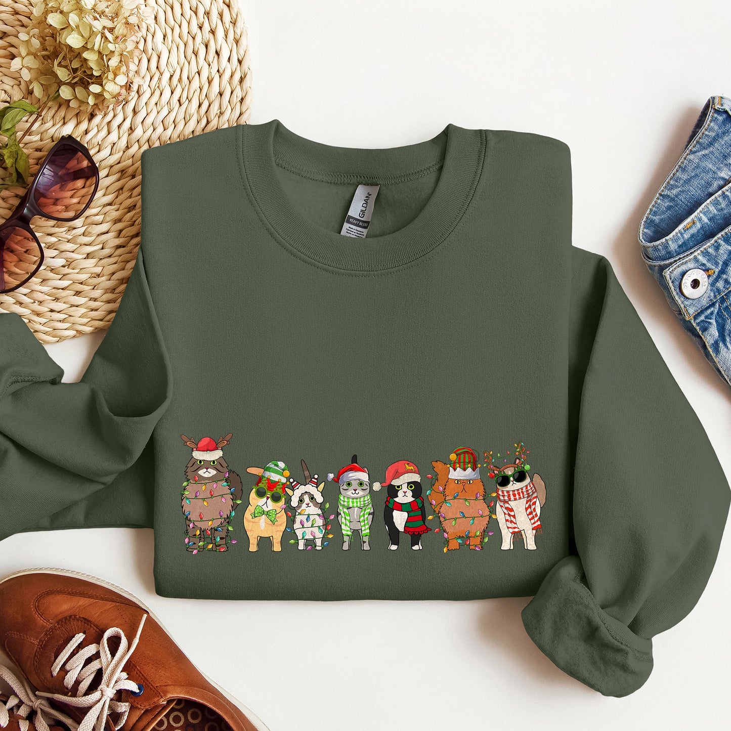 Christmas Cats, Cat Lovers, Santa, Pet Sweatshirt