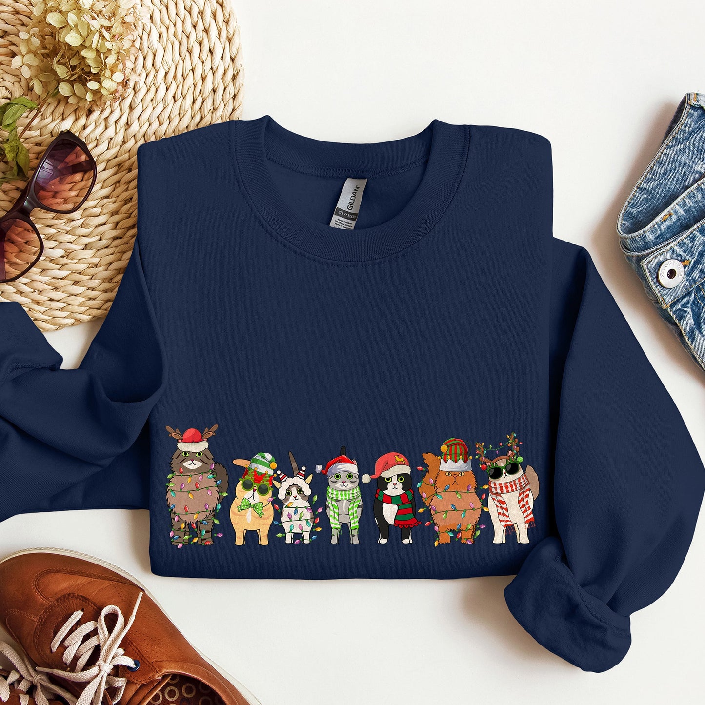 Christmas Cats, Cat Lovers, Santa, Pet Sweatshirt