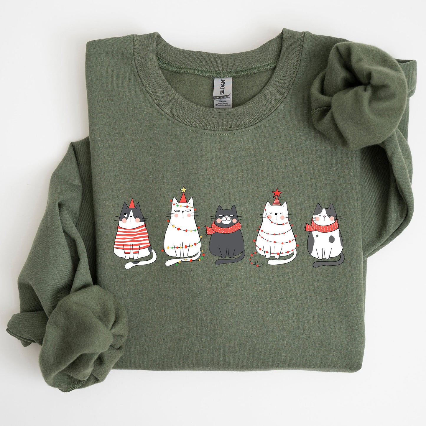Christmas Cats, Kitties, Cat Lovers, Santa, Winter, Snow, Xmas Sweatshirt