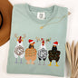 Christmas Chickens In A Row, Chicken Lovers, Santa, Farm Life, Winter, Snow, Xmas Tshirt Comfort Colors T-Shirt