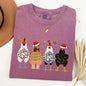 Christmas Chickens In A Row, Chicken Lovers, Santa, Farm Life, Winter, Snow, Xmas Tshirt Comfort Colors T-Shirt