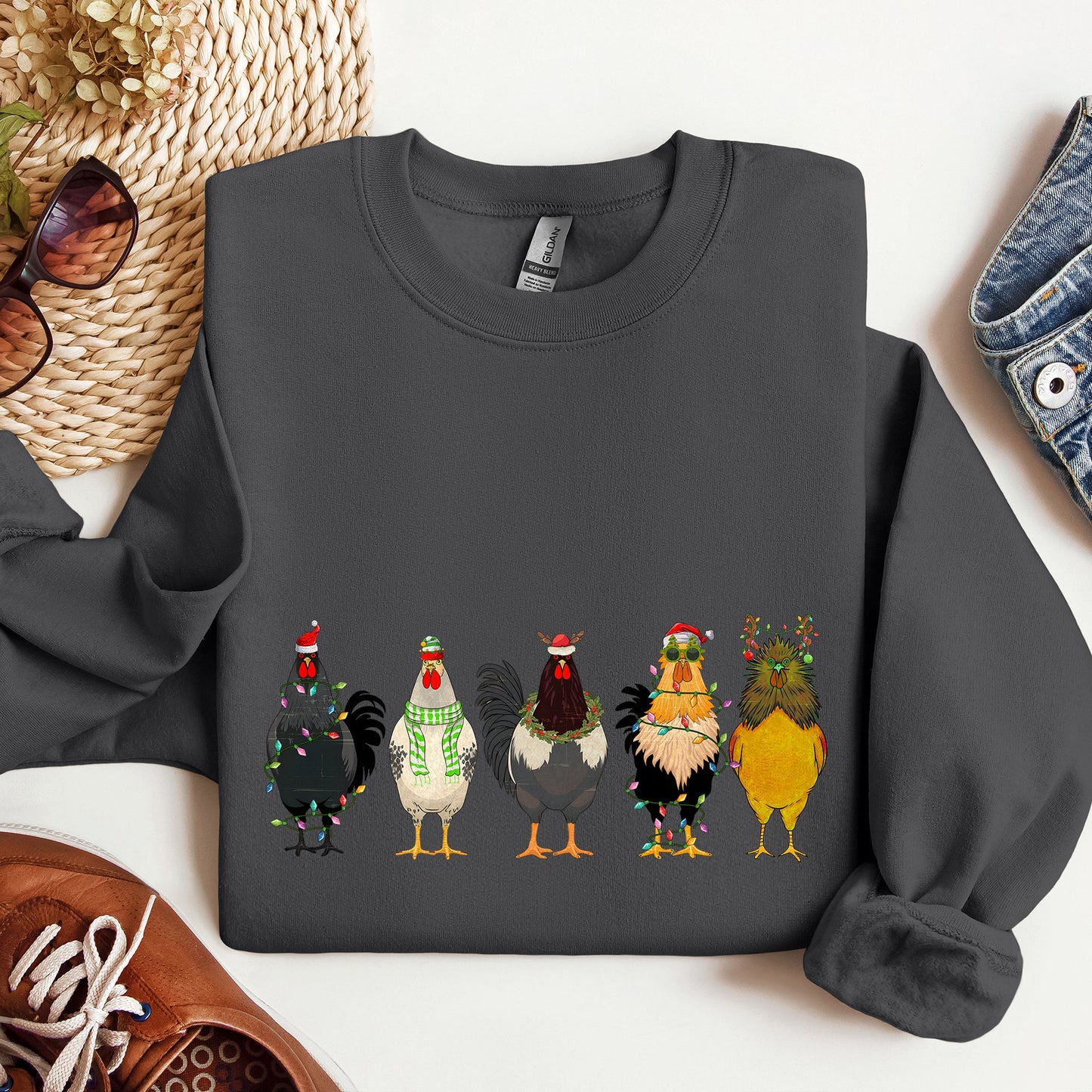 Christmas Chickens, Chicken Lovers, Santa, Farm Life Sweatshirt