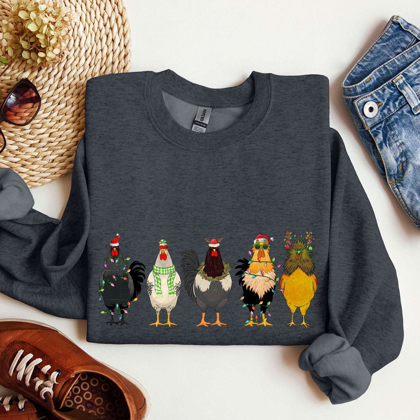 Christmas Chickens, Chicken Lovers, Santa, Farm Life Sweatshirt
