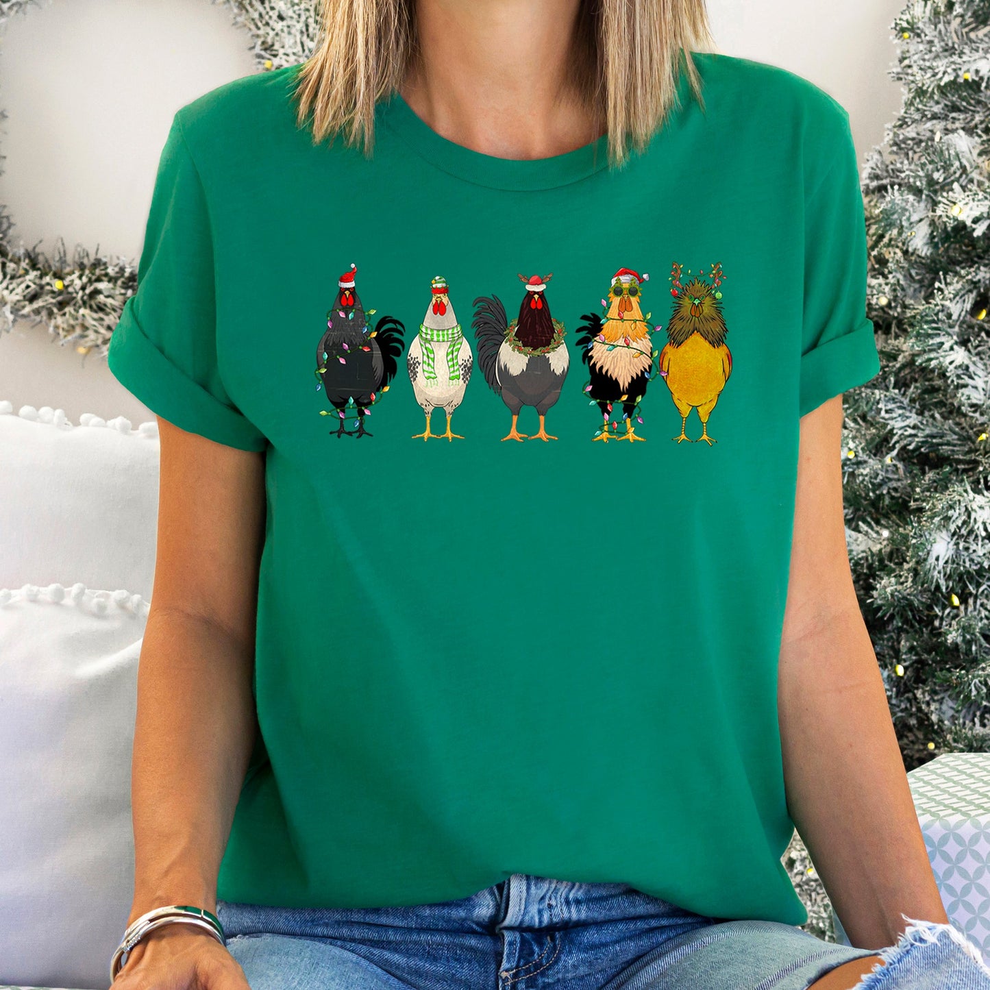 Christmas Chickens, Chicken Lovers, Santa, Farm Life Super Soft Tees