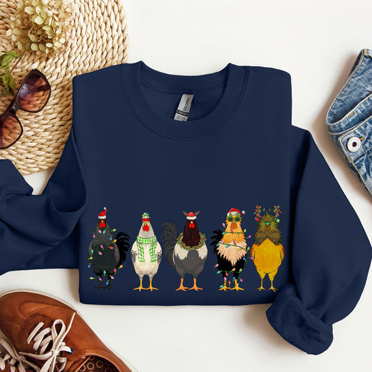 Christmas Chickens, Chicken Lovers, Santa, Farm Life Sweatshirt
