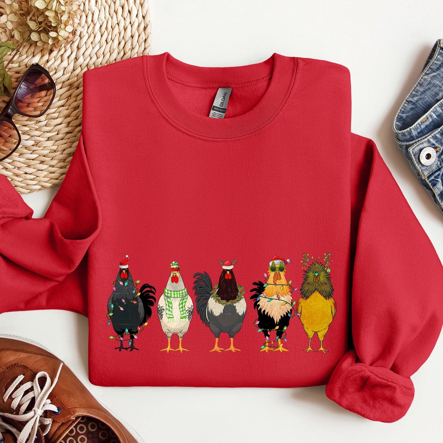 Christmas Chickens, Chicken Lovers, Santa, Farm Life Sweatshirt