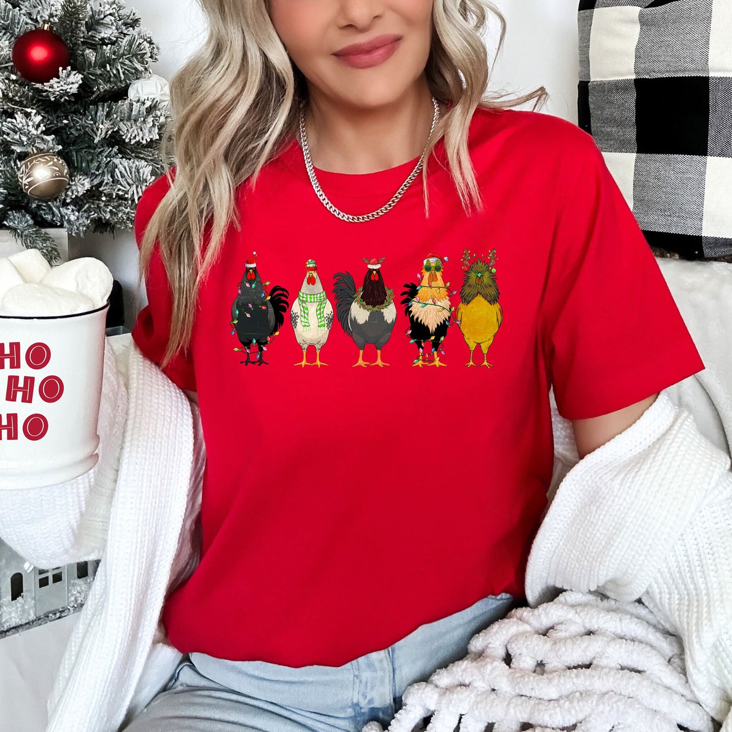 Christmas Chickens, Chicken Lovers, Santa, Farm Life Super Soft Tees