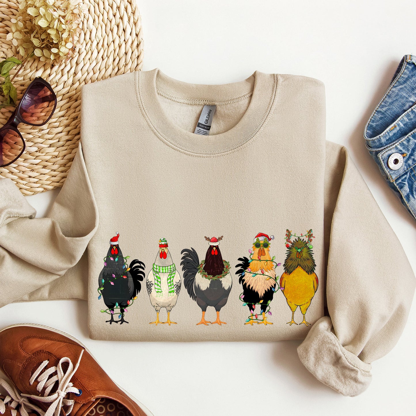Christmas Chickens, Chicken Lovers, Santa, Farm Life Sweatshirt