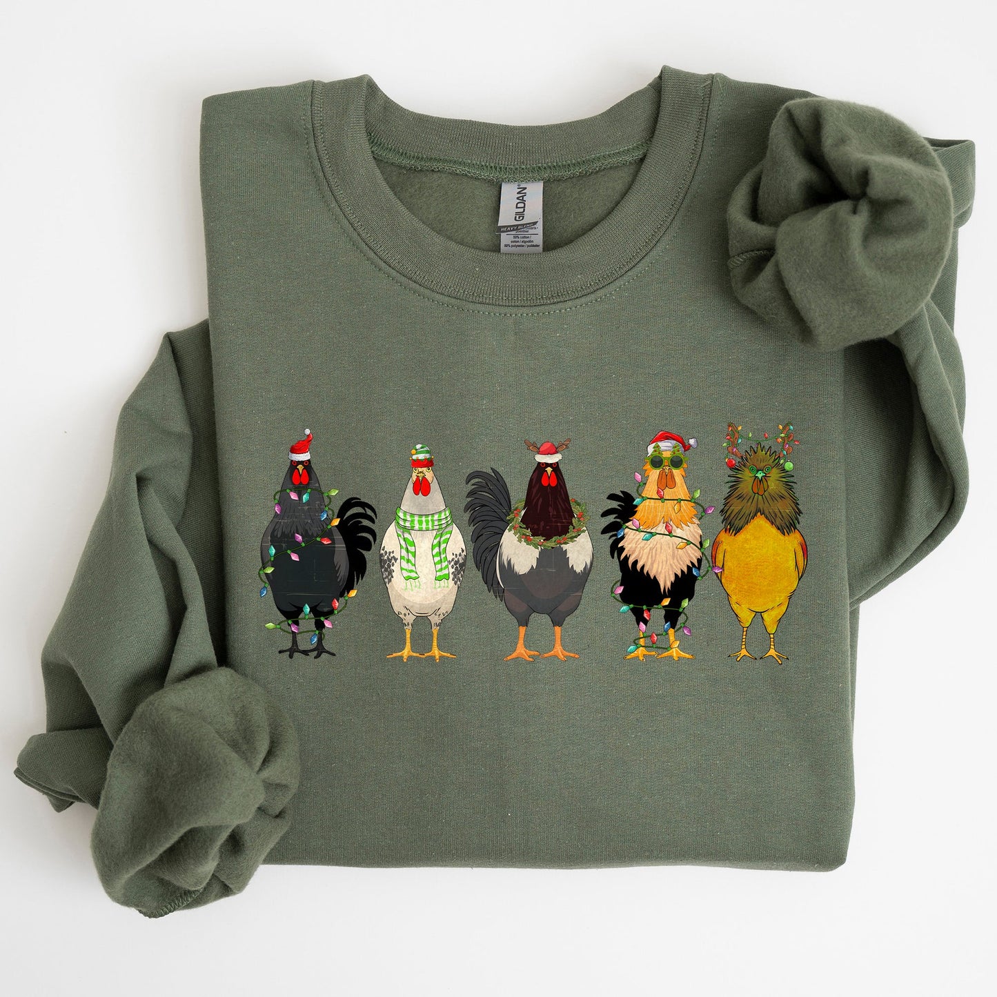 Christmas Chickens, Chicken Lovers, Santa, Farm Life, Winter, Snow, Xmas Sweatshirt