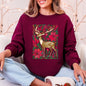 Christmas Deer, Colorful, Flowers, Santa, Snow Sweatshirt