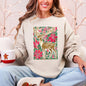 Christmas Deer, Colorful, Flowers, Santa, Snow Sweatshirt