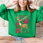 Christmas Deer, Colorful, Flowers, Santa, Snow Sweatshirt