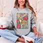 Christmas Deer, Colorful, Flowers, Santa, Snow Sweatshirt