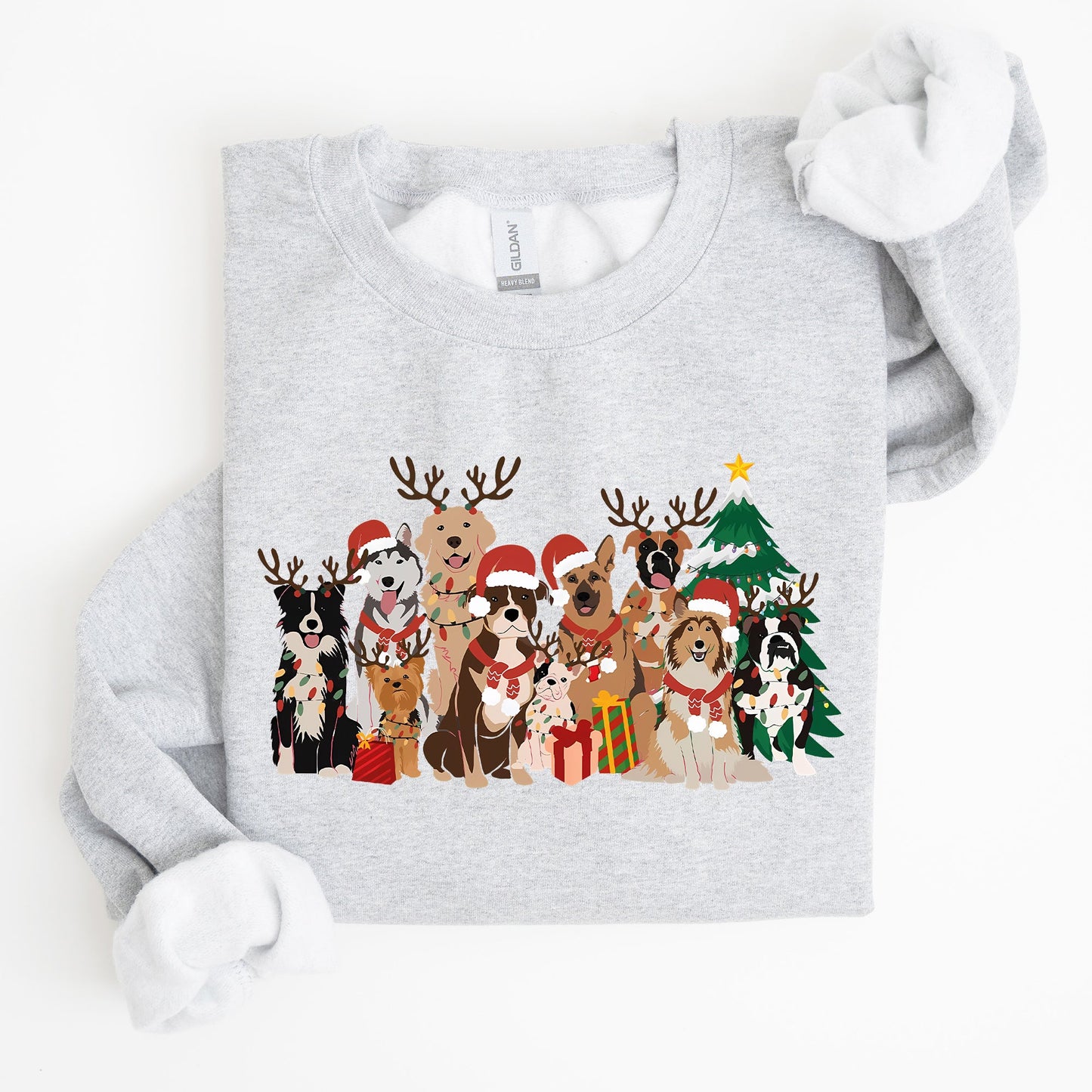 Christmas Dogs, Antlers, Reindeer, Santa, Dog Lover Sweatshirt