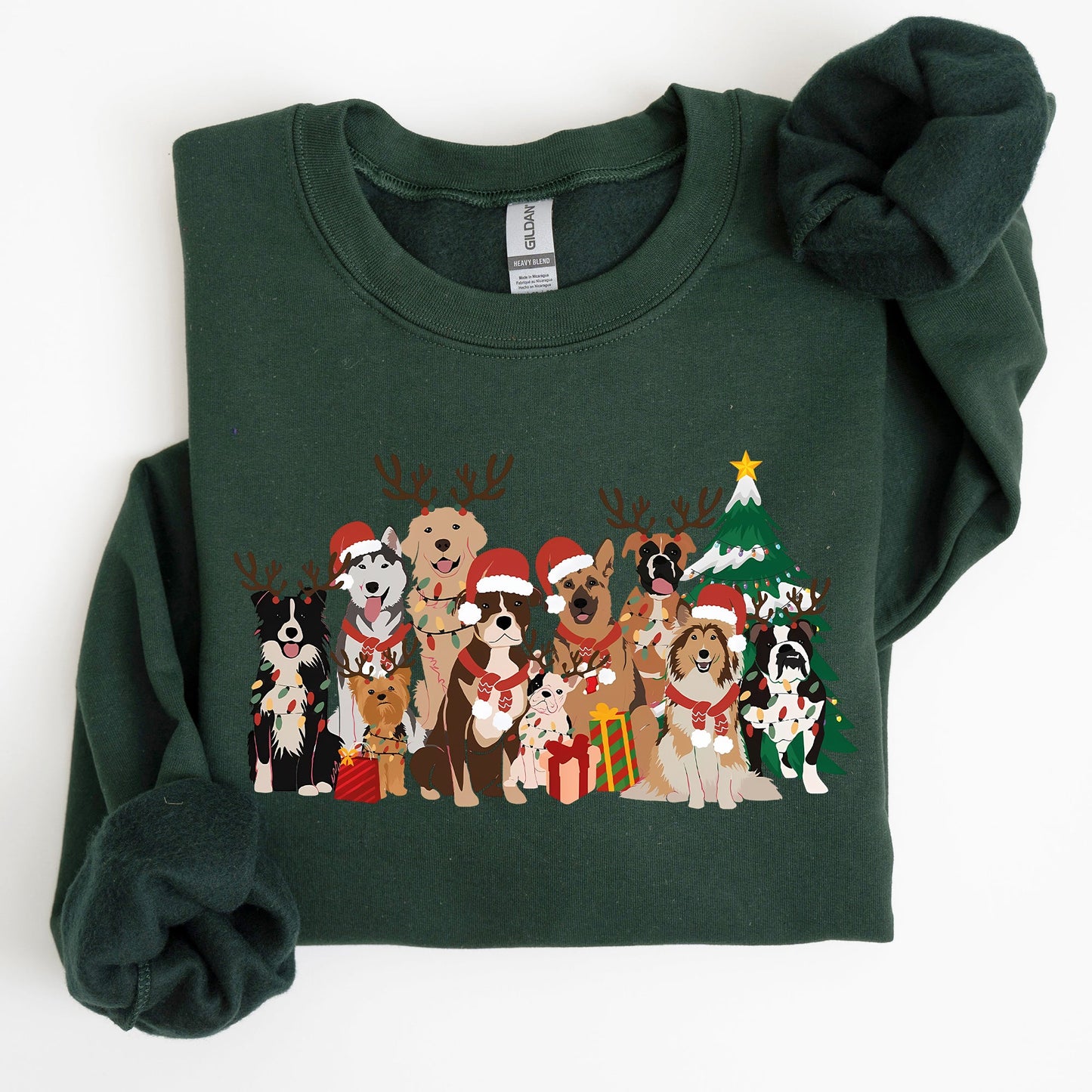 Christmas Dogs, Antlers, Reindeer, Santa, Dog Lover Sweatshirt