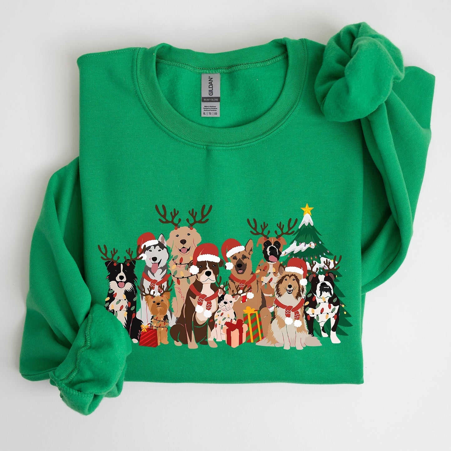 Christmas Dogs, Antlers, Reindeer, Santa, Dog Lover Sweatshirt