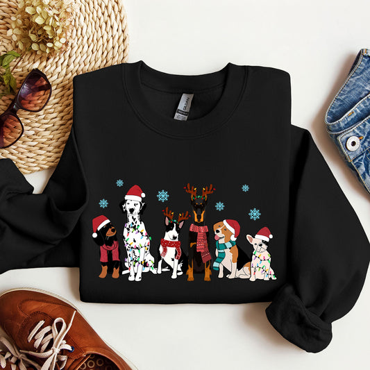 Christmas Dogs, Dalmation, Frenchie, Dog Lovers, Santa, Pet Sweatshirt