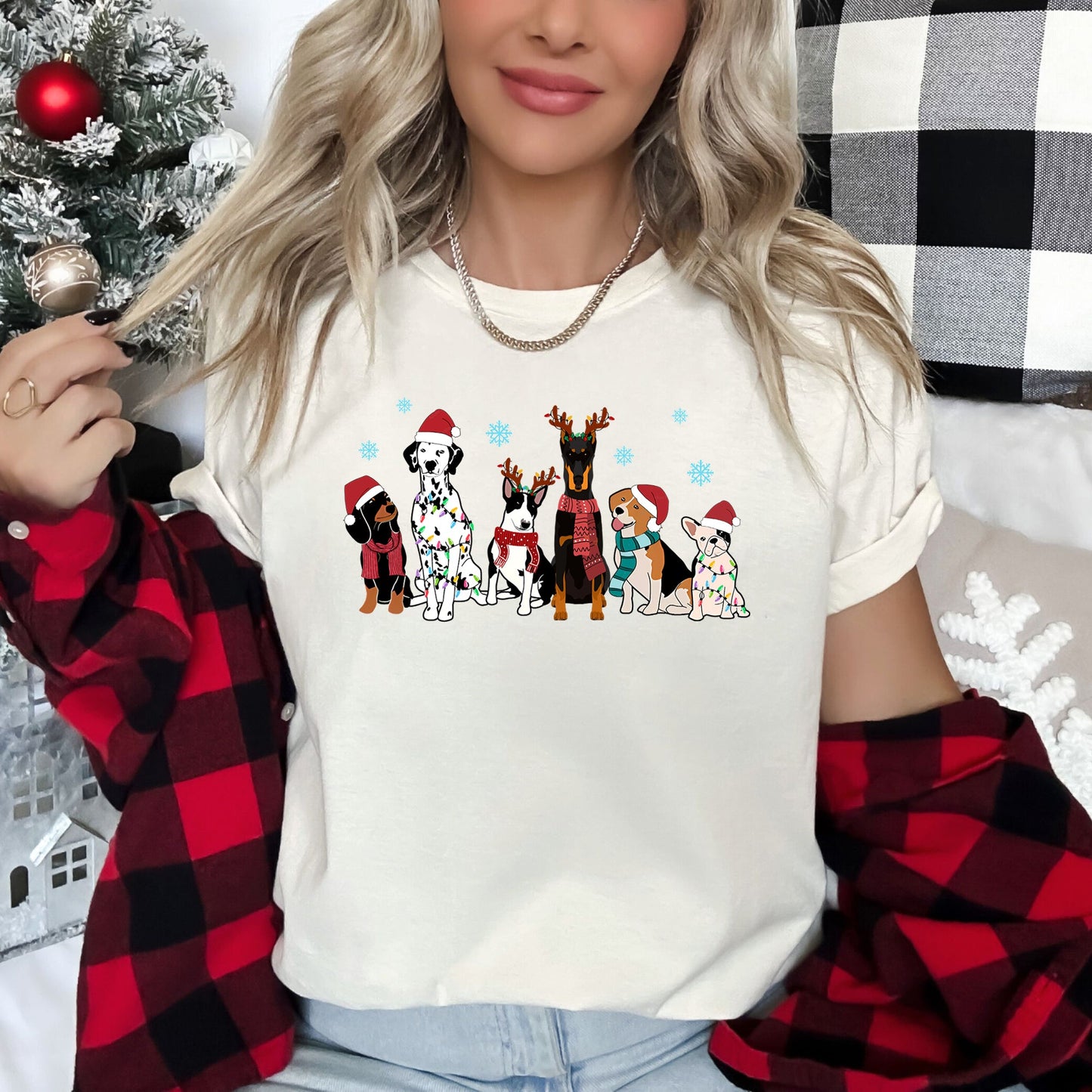 Christmas Dogs, Dalmation, Frenchie, Dog Lovers, Santa, Pet Super Soft Tees