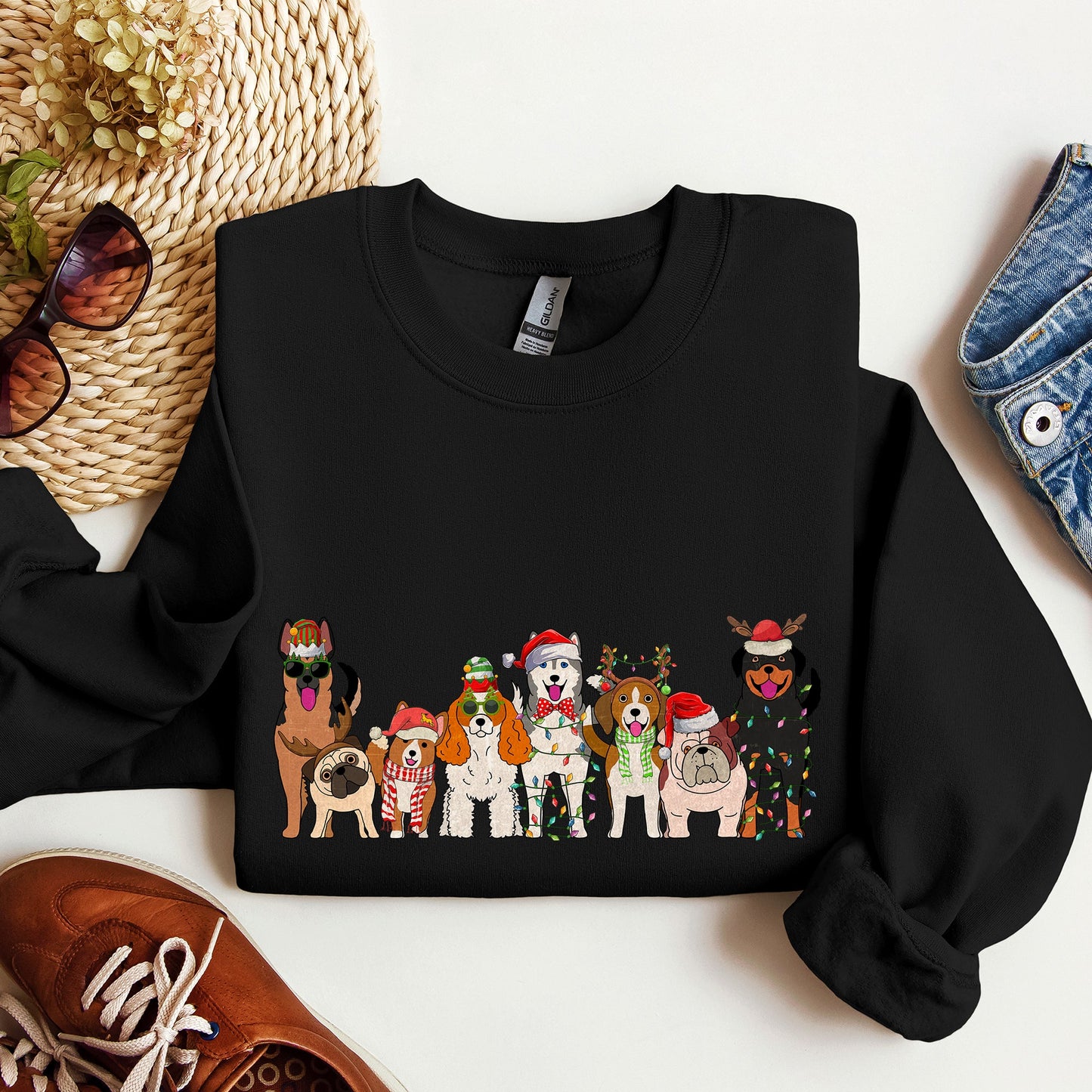 Christmas Dogs, Dog Lovers, Santa, Pet Sweatshirt